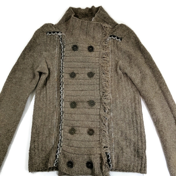 Free People Double Breasted Fringe Cardigan Sz XS - Picture 2 of 10